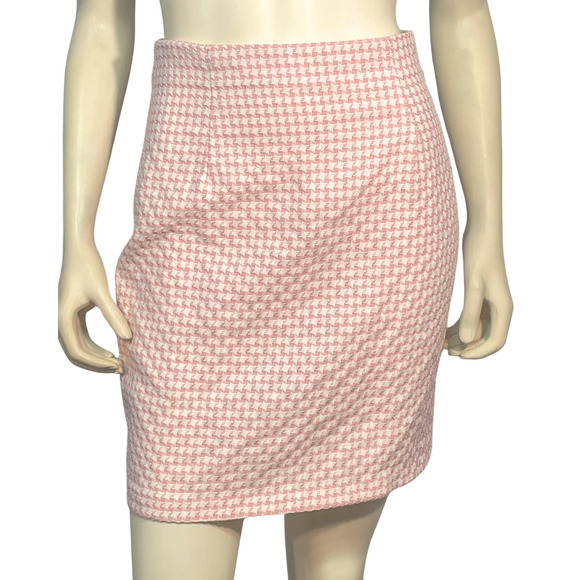 Vtg 90's Moda Int'l Sz 10 2 Pc Suit Blazer & Mini Skirt Pink Houndstooth Tweed - Picture 10 of 13